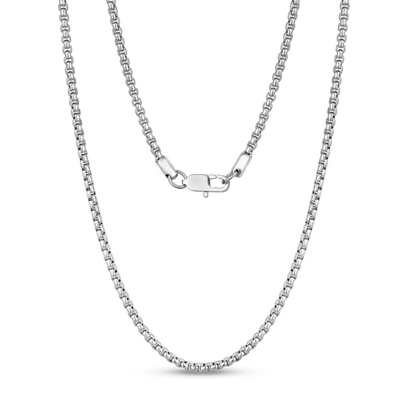 3MM Round Box Link Steel Chain Necklace
