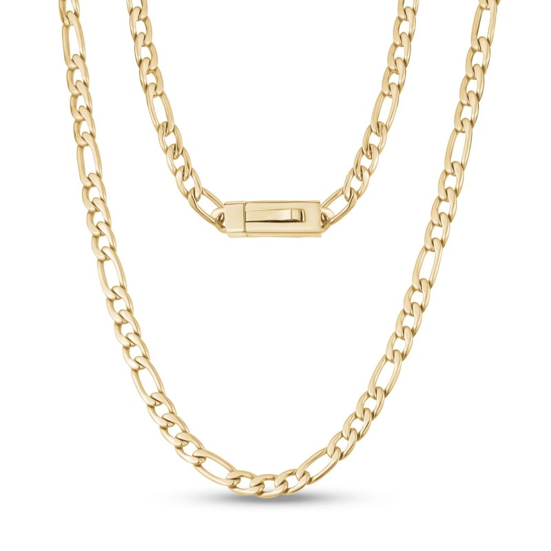 Mens 7MM Stainless Steel Figaro Link Chain Necklace