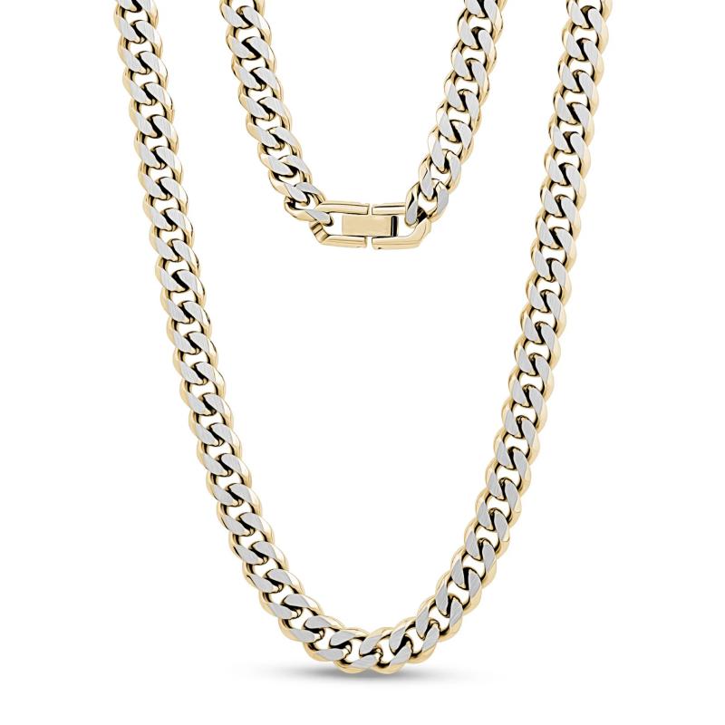 8MM Stainless Steel Two Tone Cuban Link Chain Necklace