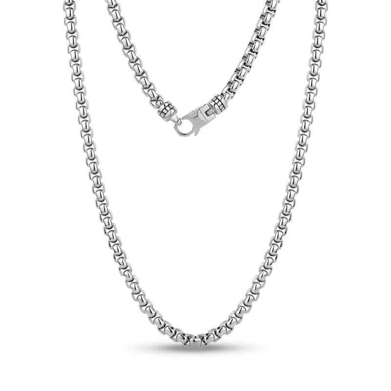 5MM Round Box Link Chain Stainless Steel Gold Necklace