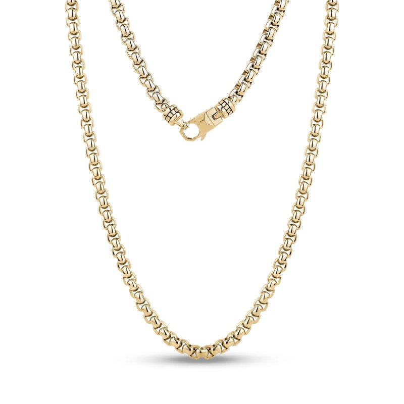 5MM Round Box Link Chain Stainless Steel Gold Necklace