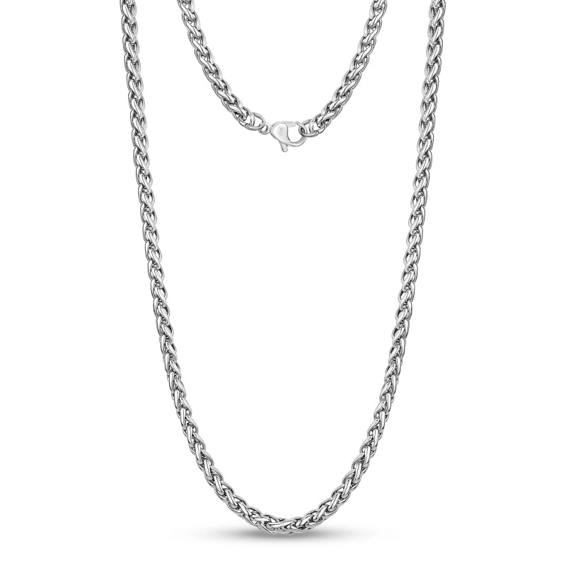 4MM Stainless Steel Round Franco Wheat Chain Necklace