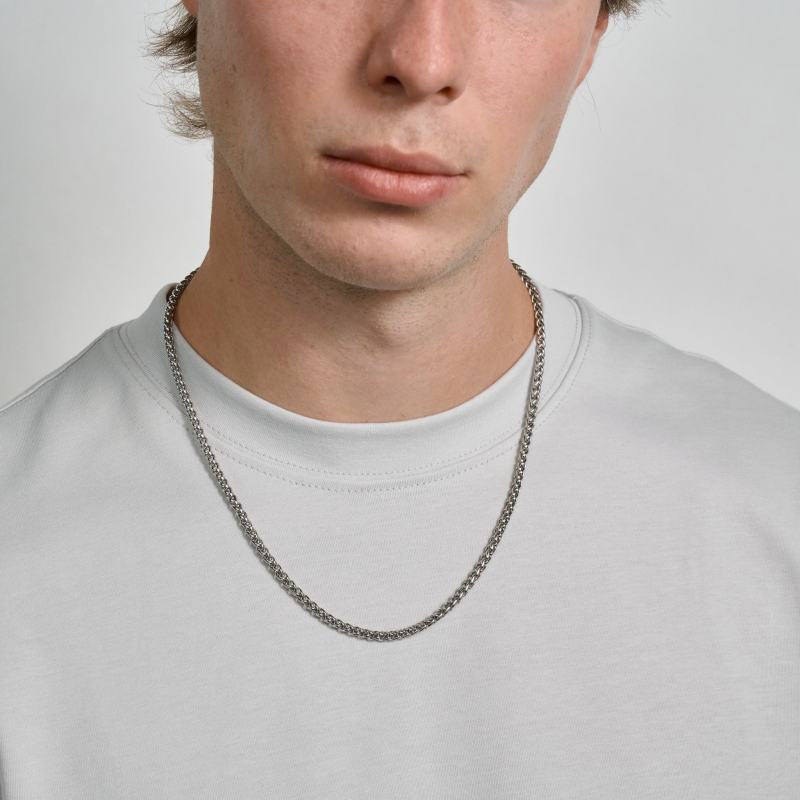 4MM Stainless Steel Round Franco Wheat Chain Necklace