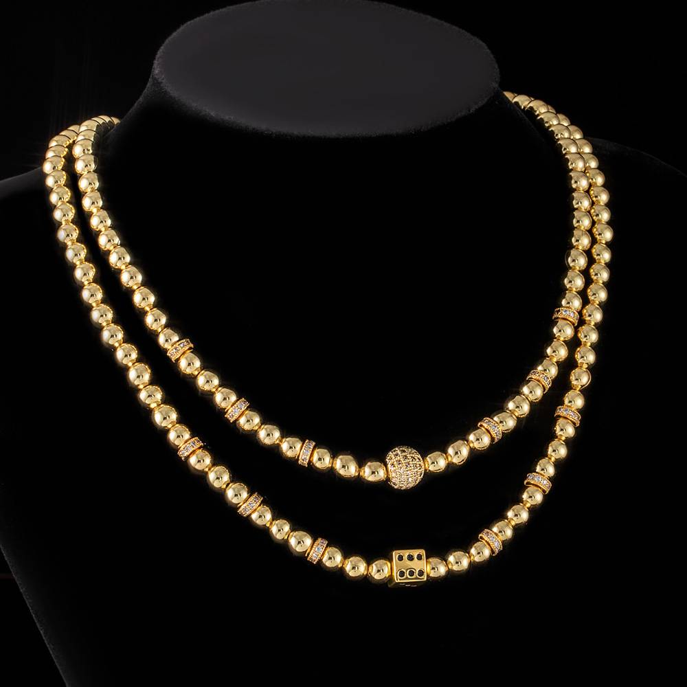 Bead/Dice Necklace in Yellow Gold Chain