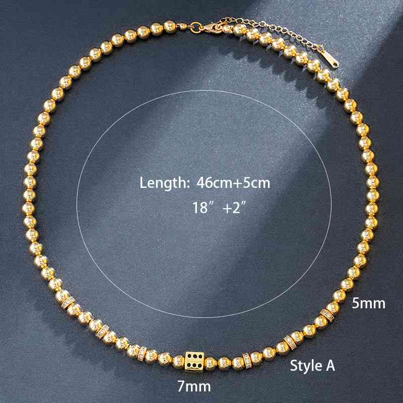 Bead/Dice Necklace in Yellow Gold Chain