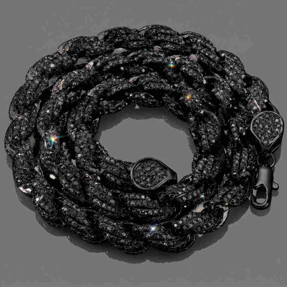 9mm Black Iced Out Rope Chain