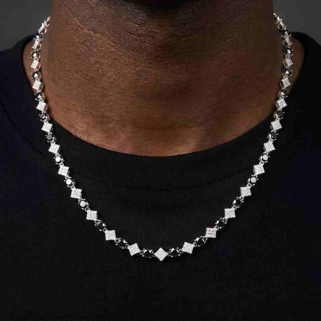 Iced Out Black&White Star Tennis Chain