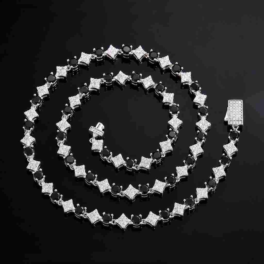 Iced Out Black&White Star Tennis Chain