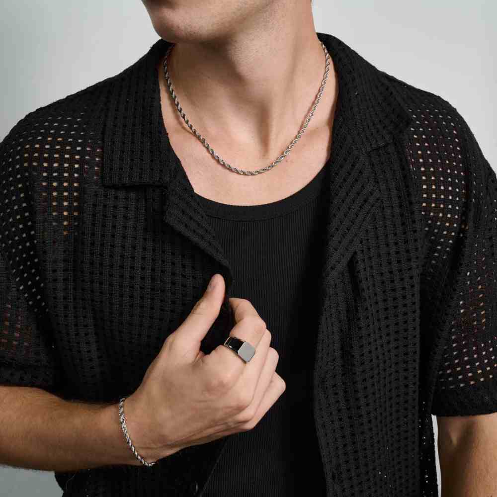 4MM Stainless Steel Twist Rope Chain Necklace