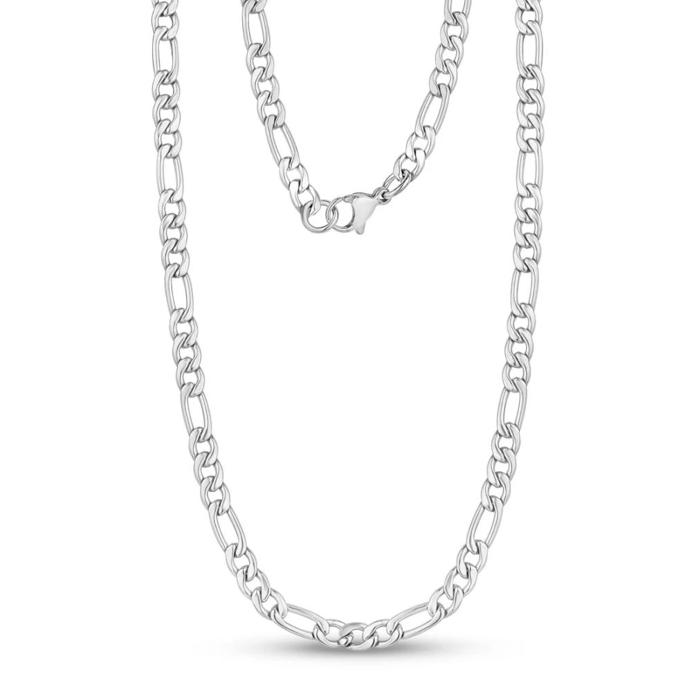 Mens 5MM Stainless Steel Figaro Link Chain Necklace