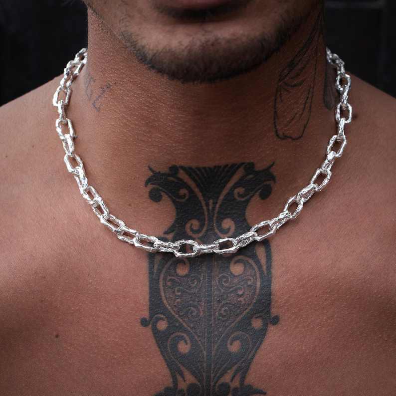 Mens Sterling Silver Chunky Cable Chain Necklace