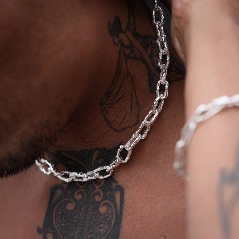 Mens Sterling Silver Chunky Cable Chain Necklace