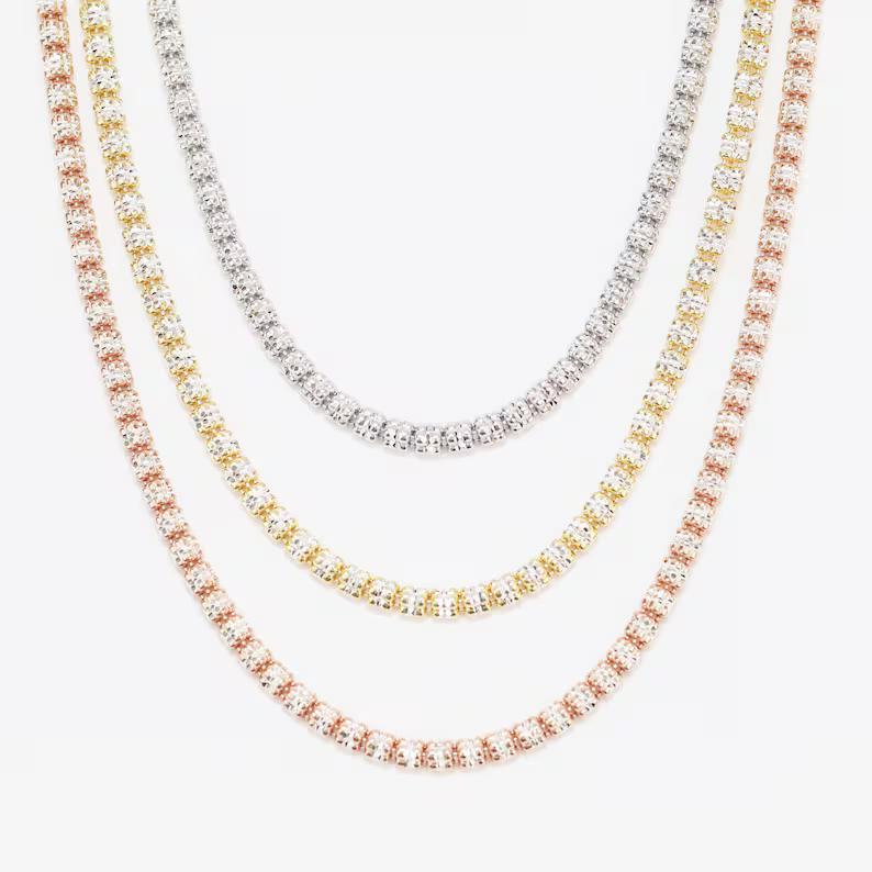 Mens 925 Sterling Silver Italian Iced out Link Chain