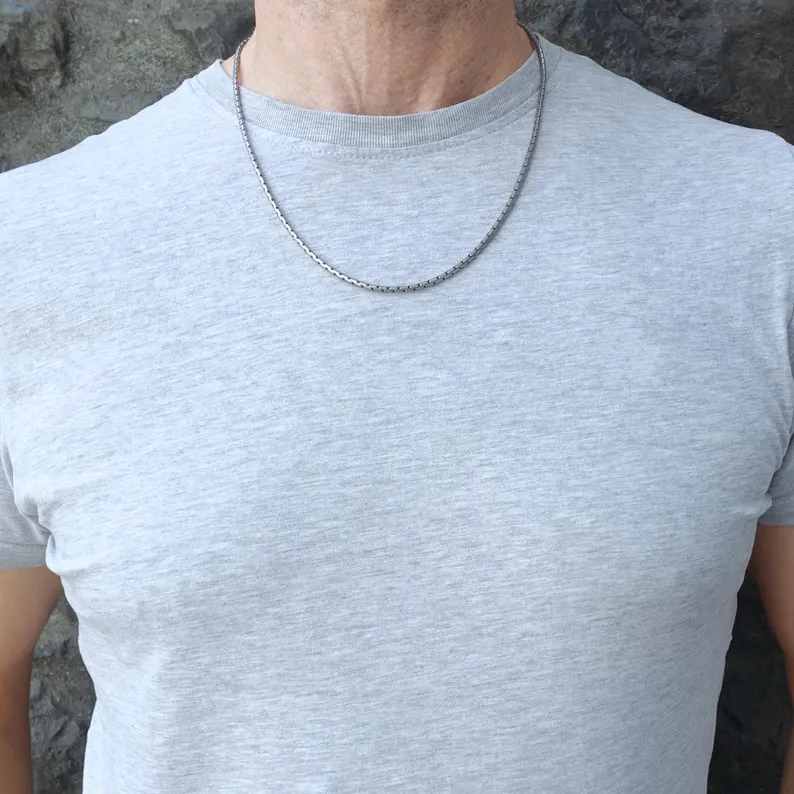 Simple and Timeless Titanium Long Box Chain Necklace