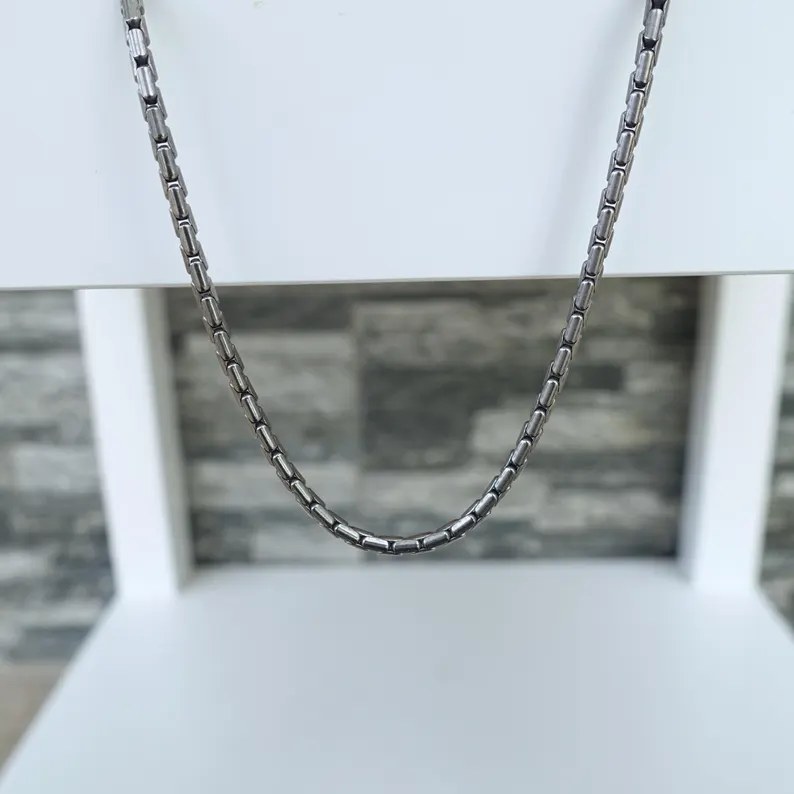 Simple and Timeless Titanium Long Box Chain Necklace