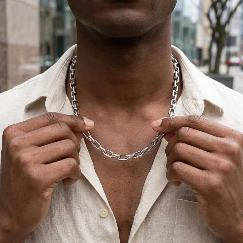 Titanium Stainless Steel Link Chain Necklace for Men