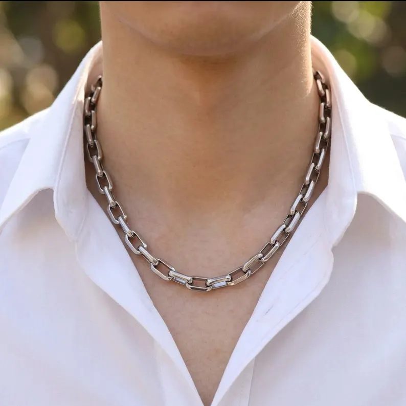 Titanium Stainless Steel Link Chain Necklace for Men