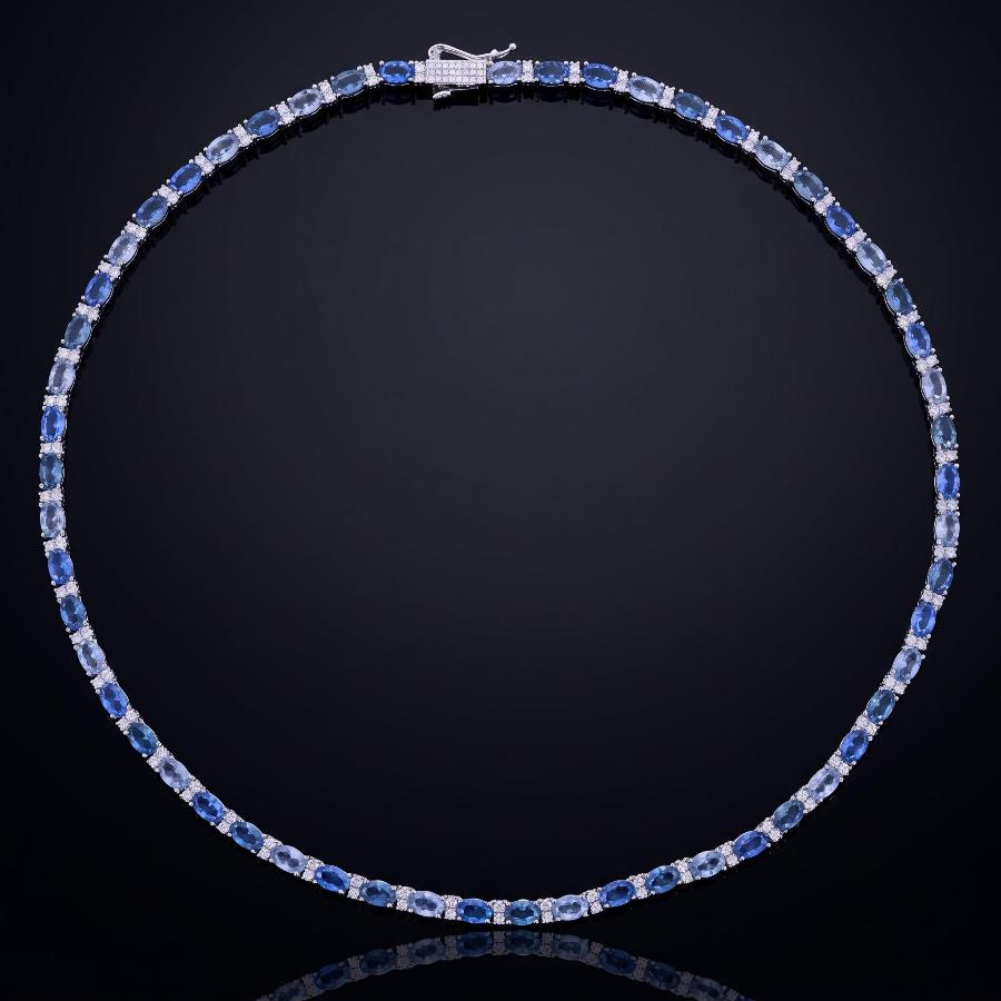 4mm Iced Out Blue Oval-Cut Tennis Chain