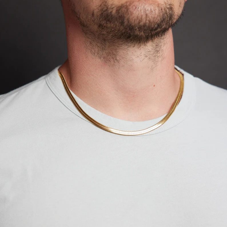 5MM Men's Gold Stainless Steel Snake Chain