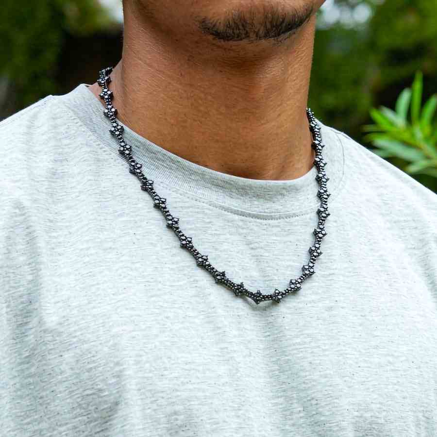 6mm Iced Out Black Cross Chain