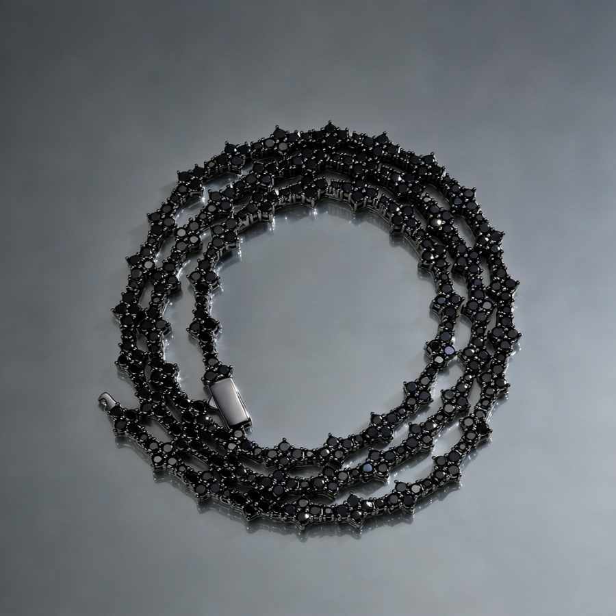 6mm Iced Out Black Cross Chain