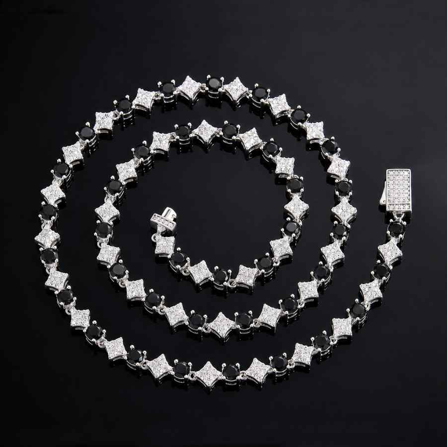 Black&White Star Tennis Chain