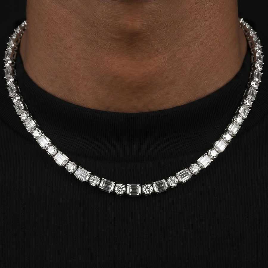 5mm Baguette & Round Stone Tennis Chain