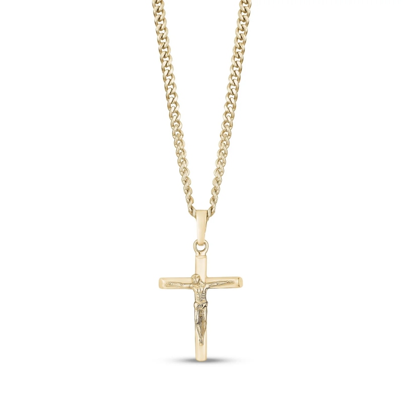 Stainless Steel Crucifix Pendant Mens Jesus Necklace