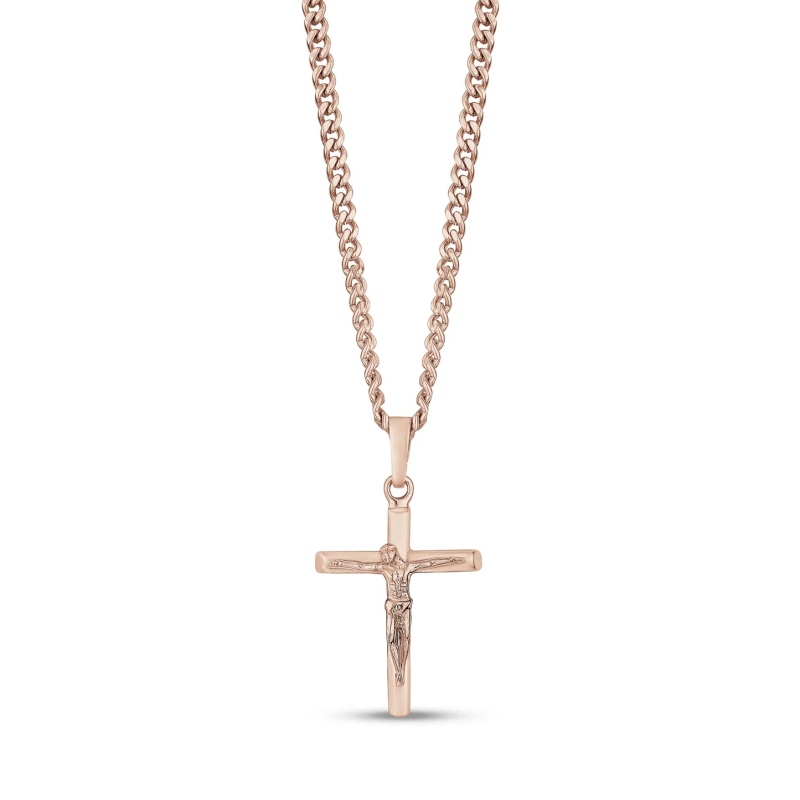 Stainless Steel Crucifix Pendant Mens Jesus Necklace