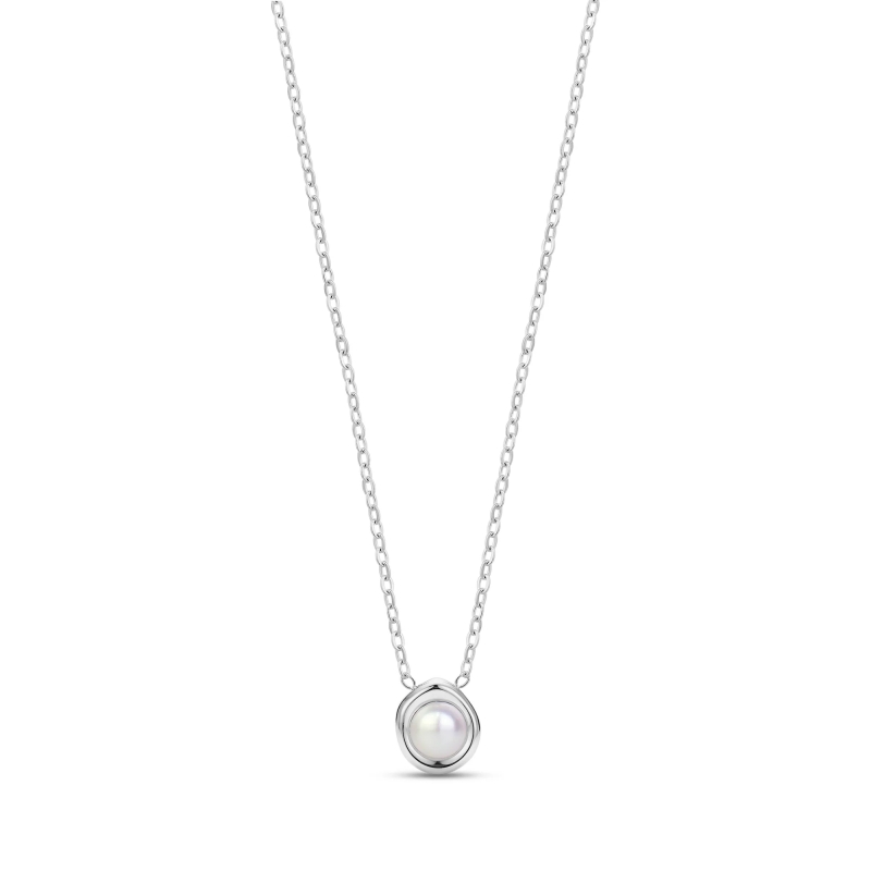 Sculpted Bezel Pearl Necklace For Women