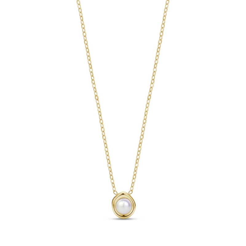 Sculpted Bezel Pearl Necklace For Women
