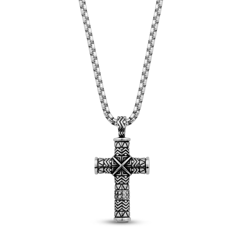Detailed Cross Cremation Urn Pendant For Ashes Necklace