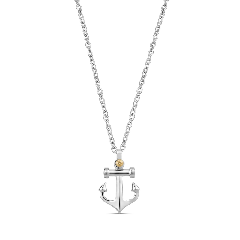 Stainless Steel Gold Screw Anchor Pendant Necklace