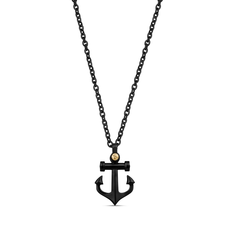 Stainless Steel Gold Screw Anchor Pendant Necklace