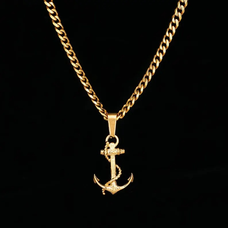Anchor Pendant Necklace For Men