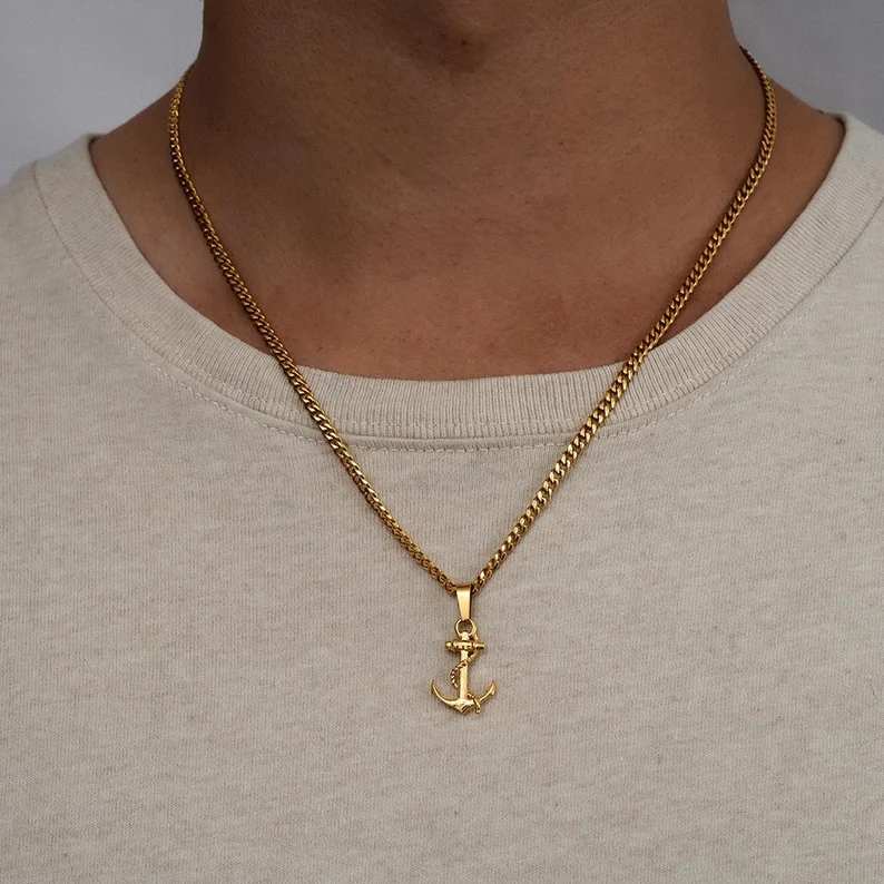 Anchor Pendant Necklace For Men