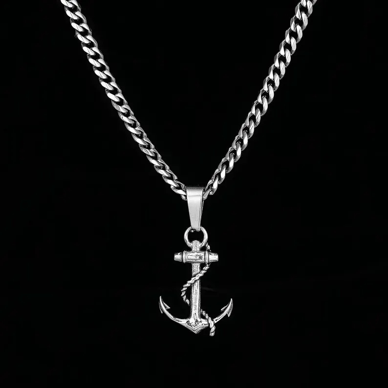 Anchor Pendant Necklace For Men