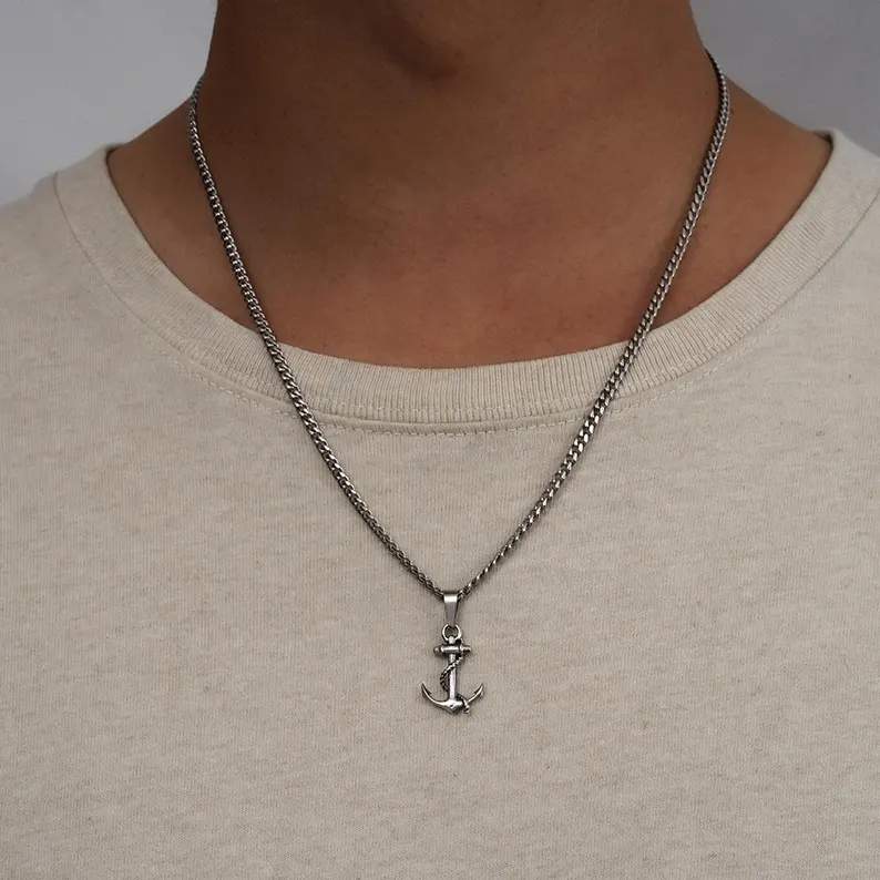 Anchor Pendant Necklace For Men