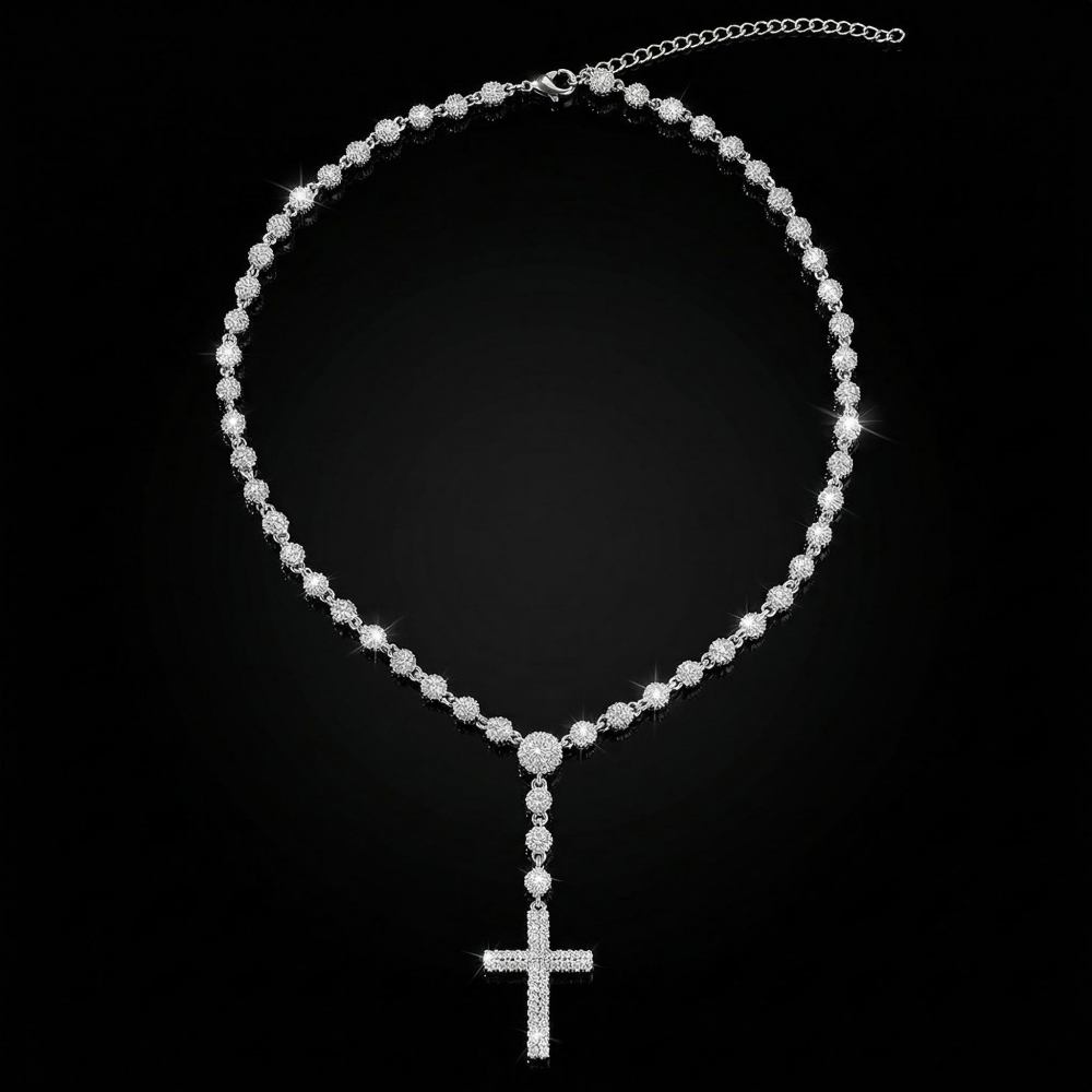 Iced Out Beads Cross Necklace