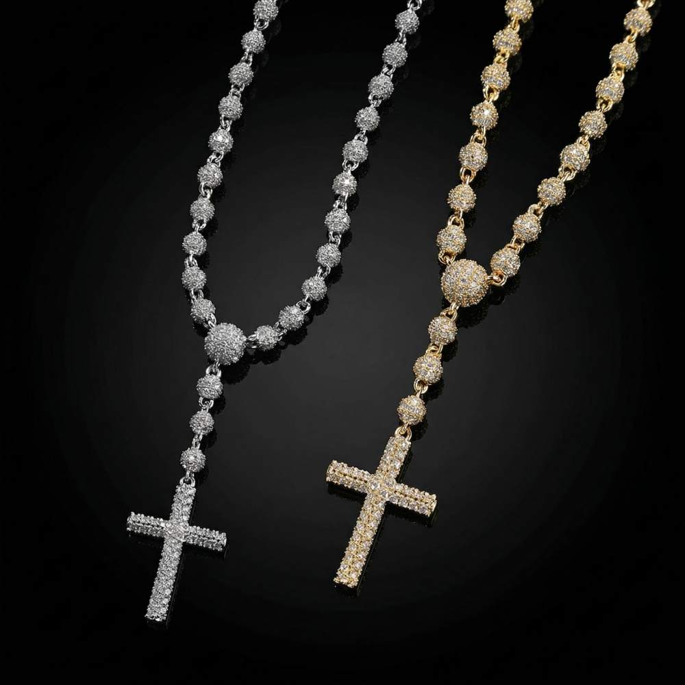 Iced Out Beads Cross Necklace
