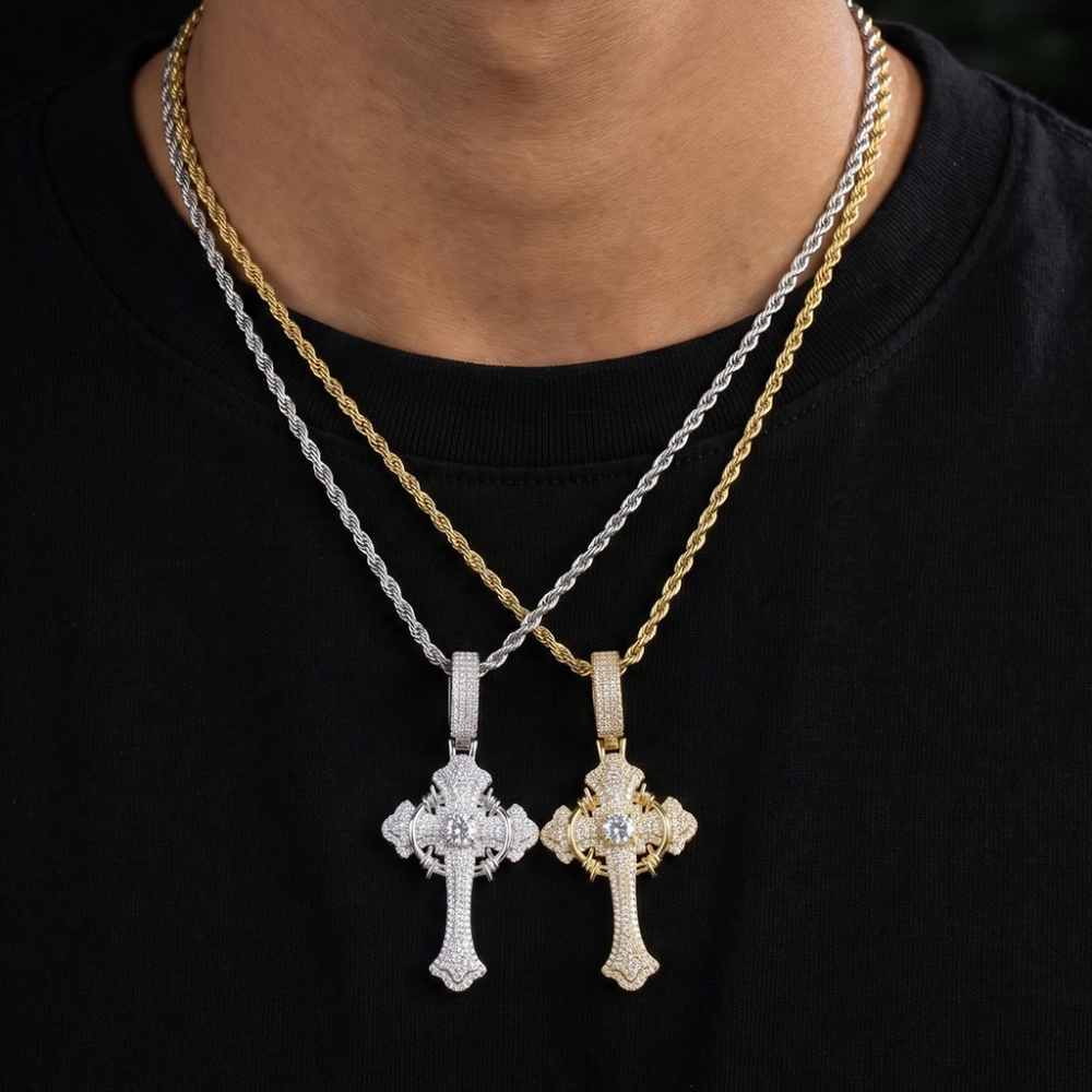 Crown of Thorns Cross Pendant Necklace