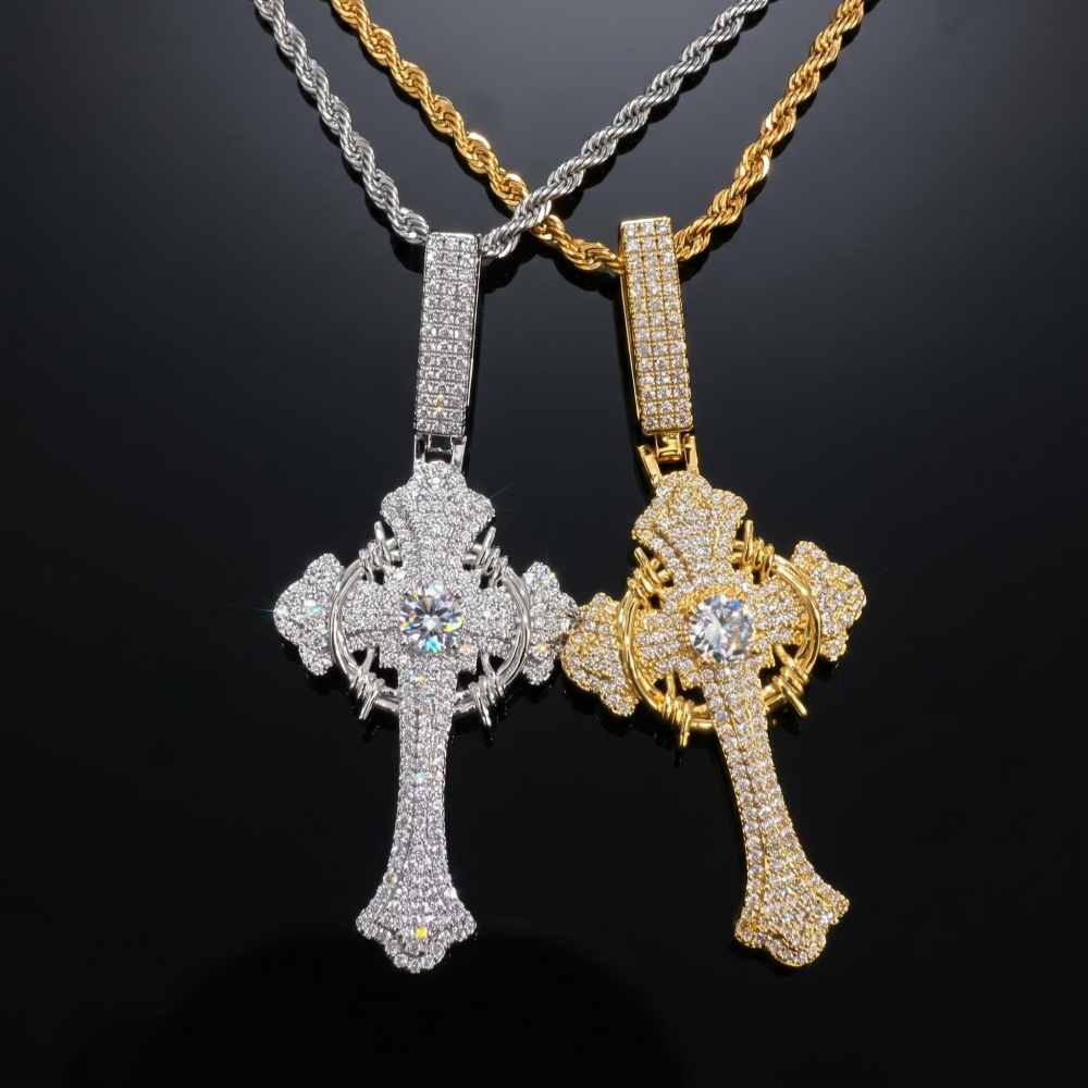 Crown of Thorns Cross Pendant Necklace