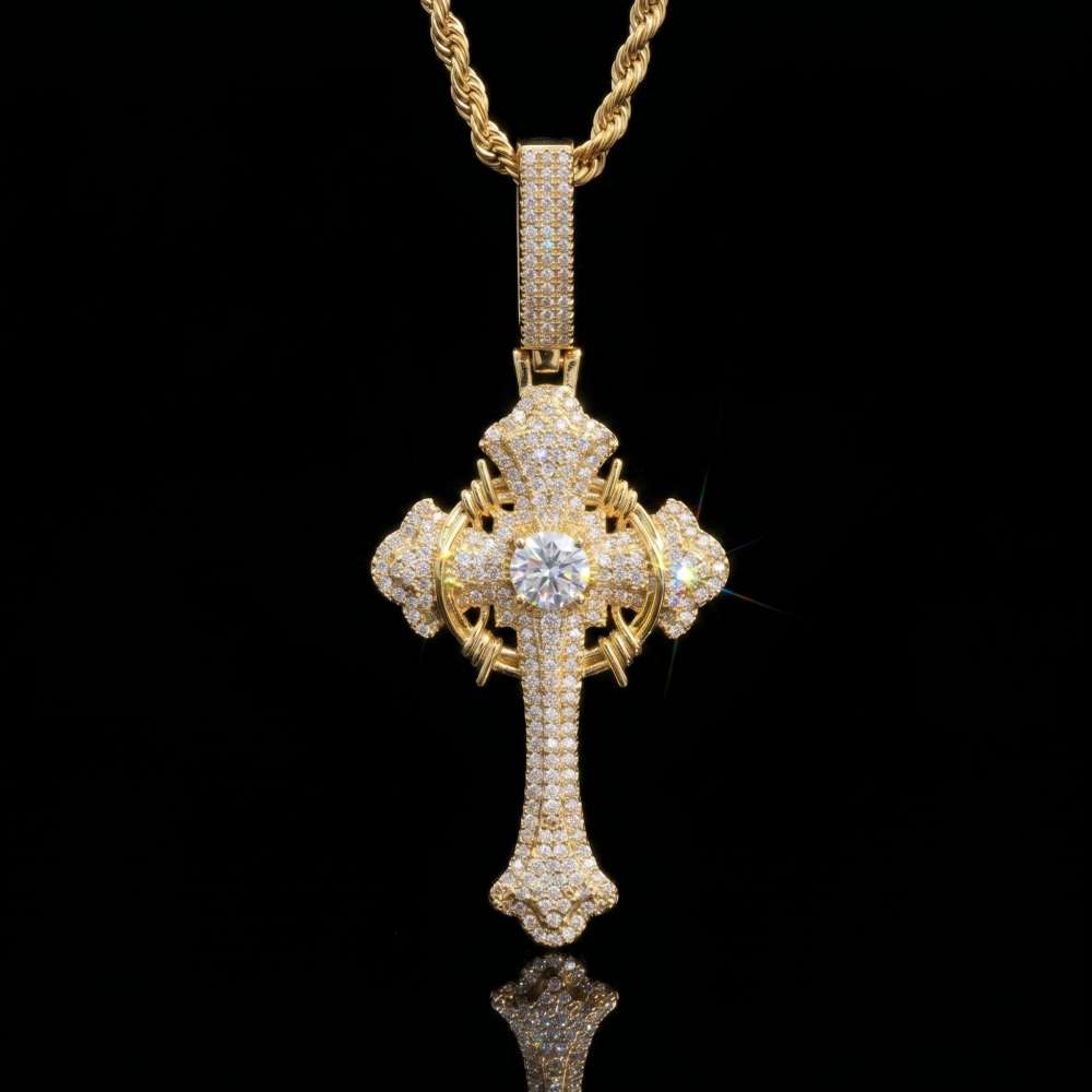 Crown of Thorns Cross Pendant Necklace