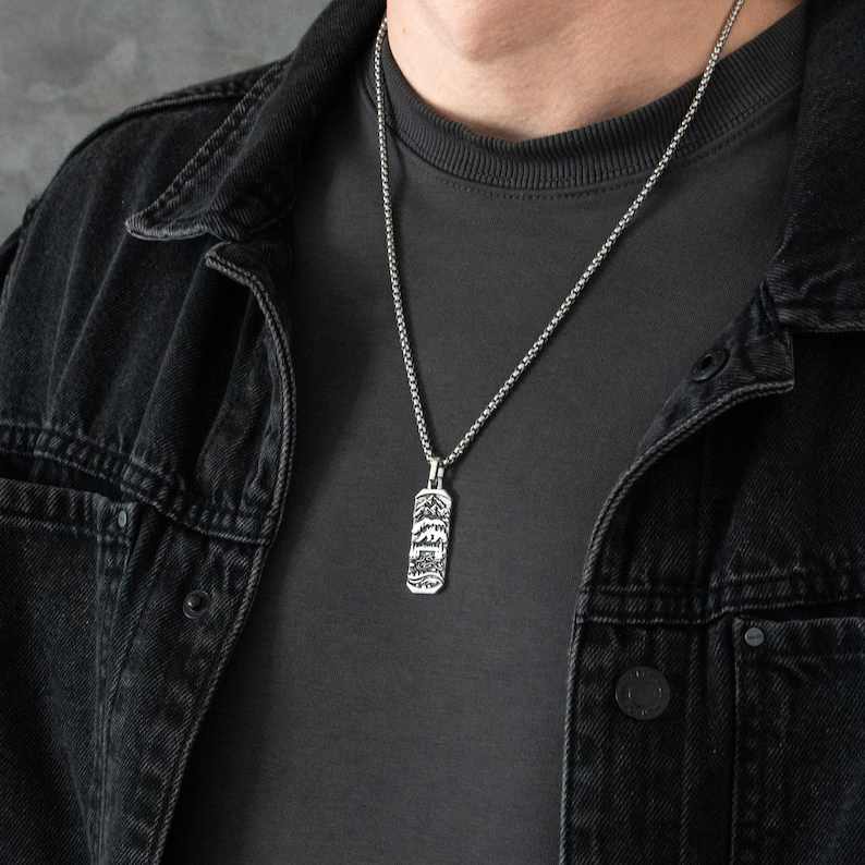 Men's Sterling Silver Bear Mountain Pendant Necklace
