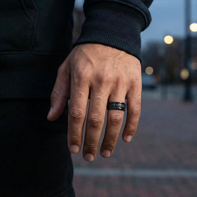  Unique Gents Titanium Steel Band in Black Gold