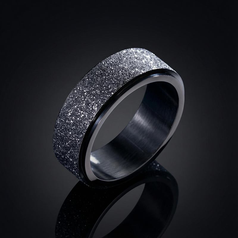 Men's Rotating Frosted Steel Simple Band in Black Gold