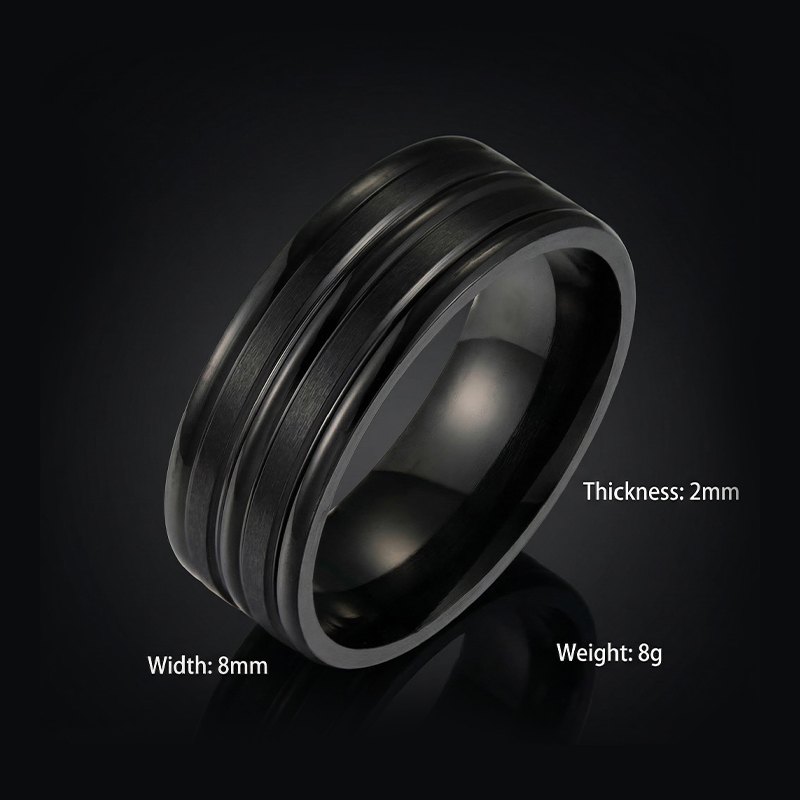 8mm Frosted Stainless Steel Ring