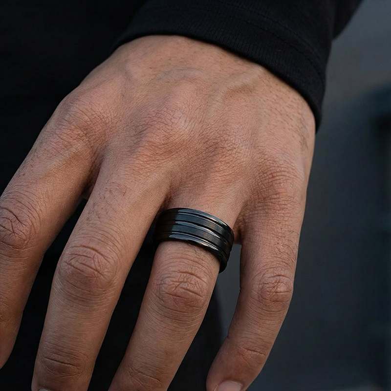 8mm Frosted Stainless Steel Ring