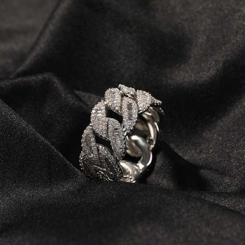 12mm Round & Baguette Cut Cuban Ring