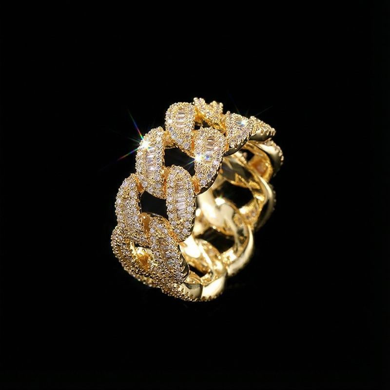 12mm Round & Baguette Cut Cuban Ring